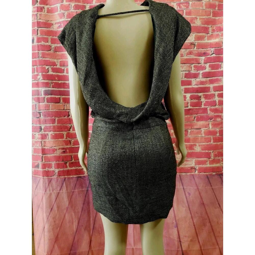 Michelle Mason Tweed Backless Black Ladies Sexy Mini Dress Size 2 NEW
